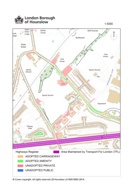Hounslow Council's highways register clearly shows the EFA's trespass