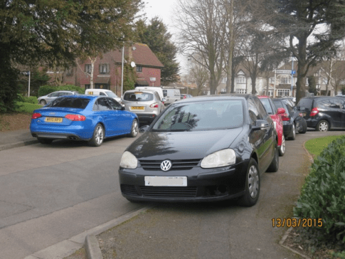Example of the type of parking on Stags Way concerning residents