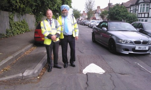 Messrs Gillespie and Gill of Hounslow Highways during their inspection of Wood Lane in June