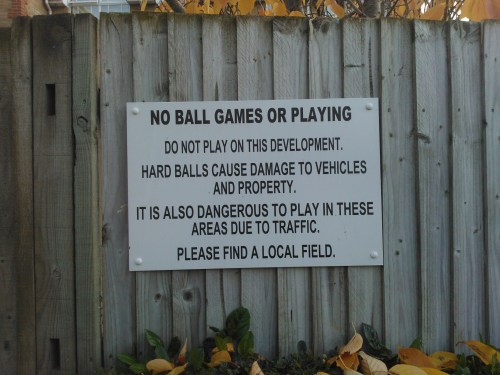 Sign on a housing estate local to Thornbury Park offering advice to youngsters