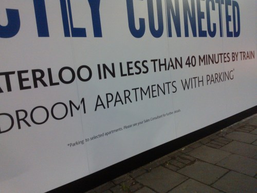 London Square promoting travel via Isleworth Station