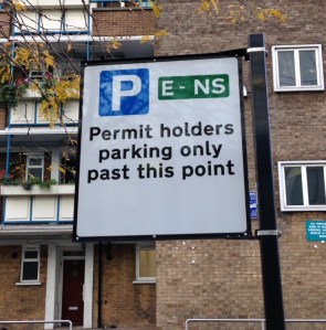 Permit holders only past this point sign proposed for Ravenswood Gardens and Naseby Close. These negate the need for bays marking.