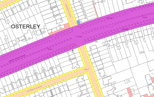 The A4 at its junction with Thornbury Road, Isleworth